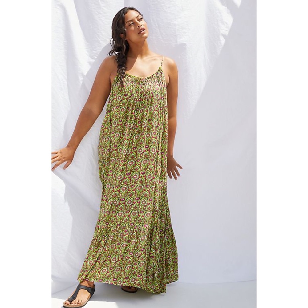 Anthropologie Flounced Maxi Lounge Dress - Picture 3 of 7